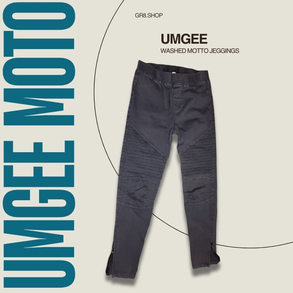 Umgee Washed Moto Jeggings With Ribbed Detailing & Zippered Ankle Openings - Sty